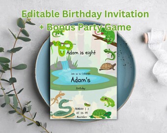 Animal Birthday Invitation | Reptile Party, Editable Invite (Digital Download)