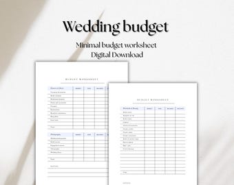 Minimal Wedding Budget Planner, Expense Tracker (Digital Download A4 PDF)