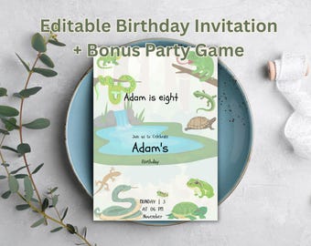 Animal Birthday Invitation | Reptile Theme, Kids Party (Digital Download)