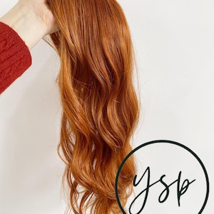 Extensiones de cabello humano color cobre jengibre / Base de seda 5x6 para cabello fino
