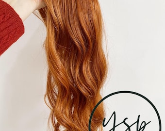 Echthaar Topper Kupfer Ginger | 13x18 Seidenbasis für dünner werdendes Haar