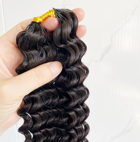 Curly Human Hair Crochet Extensions - Natural Black, 16 Inch  display picture 1