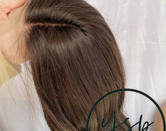 brown hair color 13*6 lace front human hair wig straight hair wig with bangs