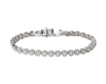 Pulseira de tênis com corte Asscher de 3 mm • Joias minimalistas em ouro rosa