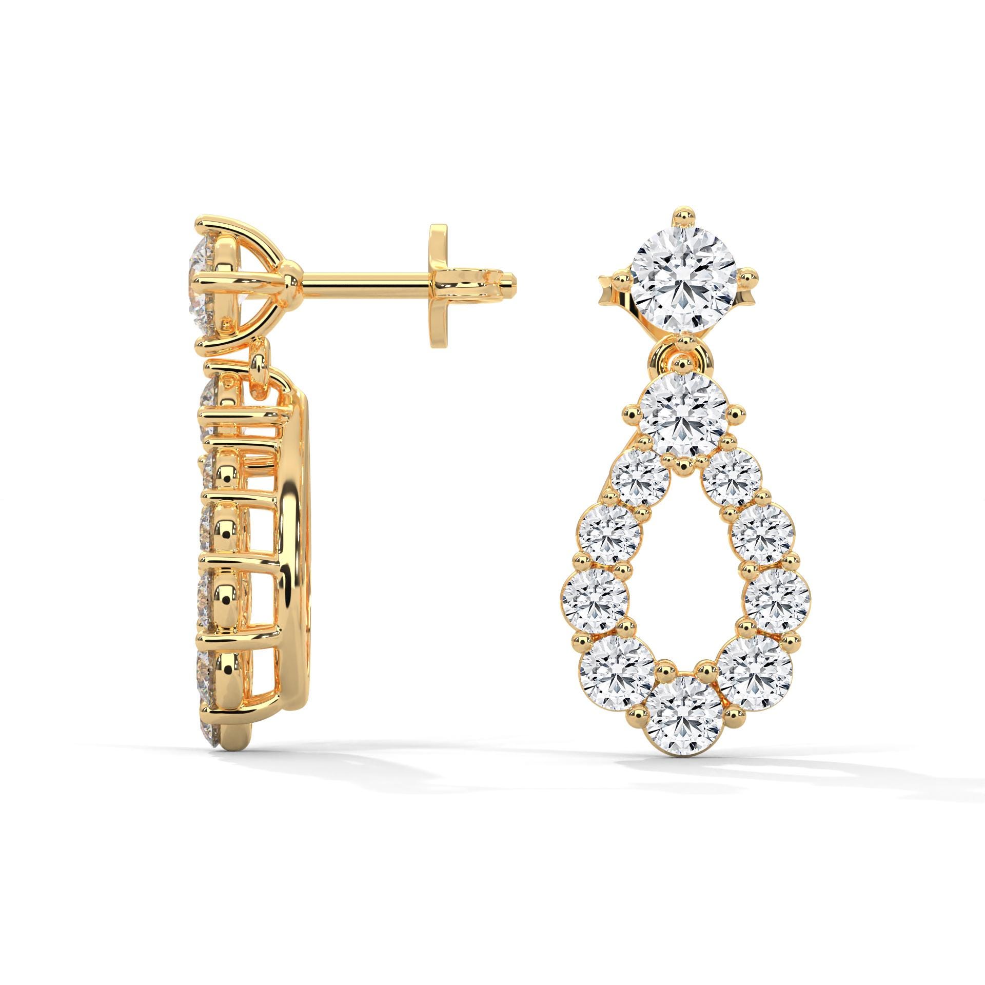 14K Yellow Gold Lab-Grown Diamond Teardrop Earrings