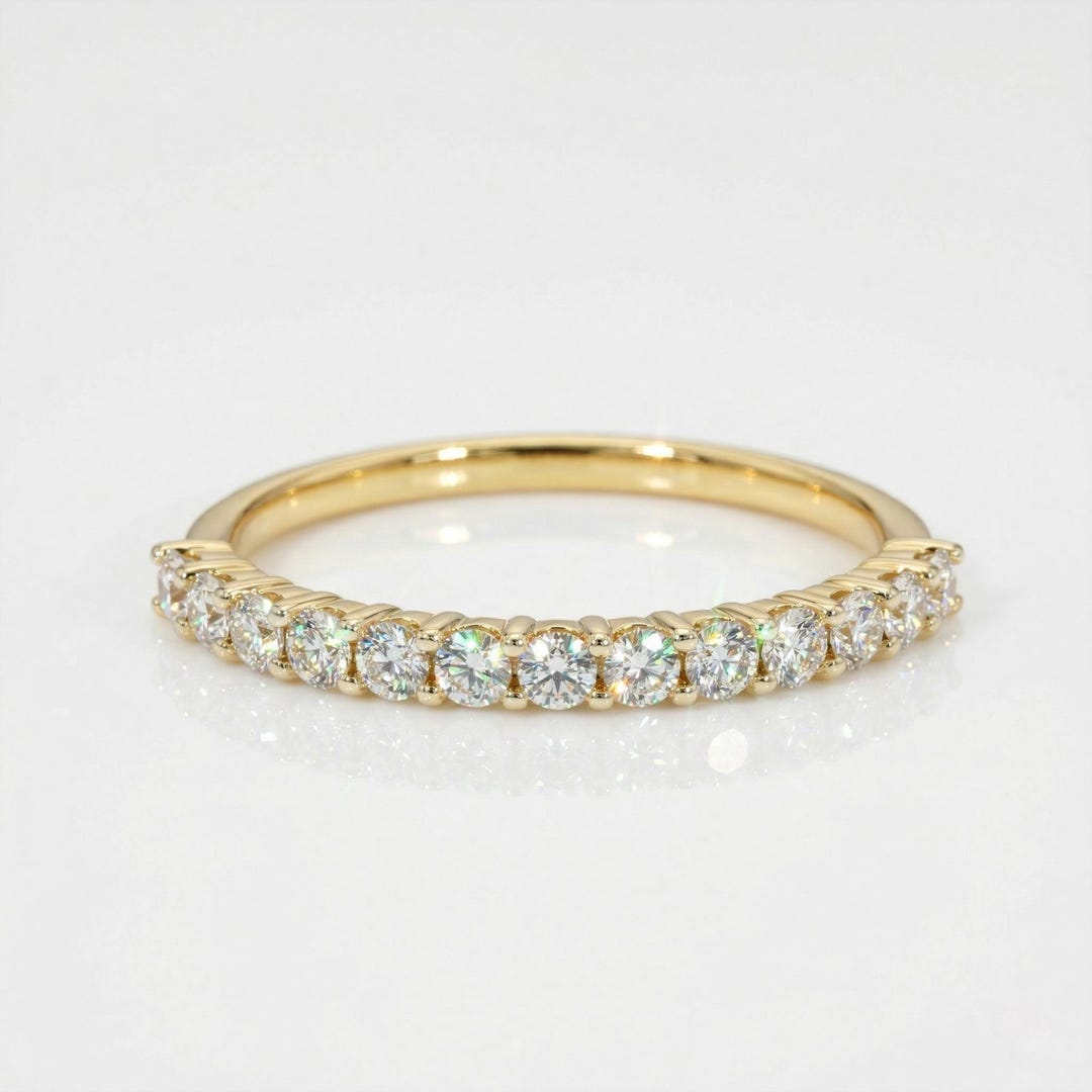14K Gold Lab-grown Diamond Eternity Ring – Dainty Pavé Wedding Band - Etsy