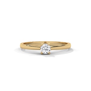 Dainty 0.20ct Lab Grown Diamond Ring • 14K Gold Solitaire Promise Ring
