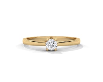 Dainty 0.20ct Lab Grown Diamond Ring • 14K Gold Solitaire Promise Ring
