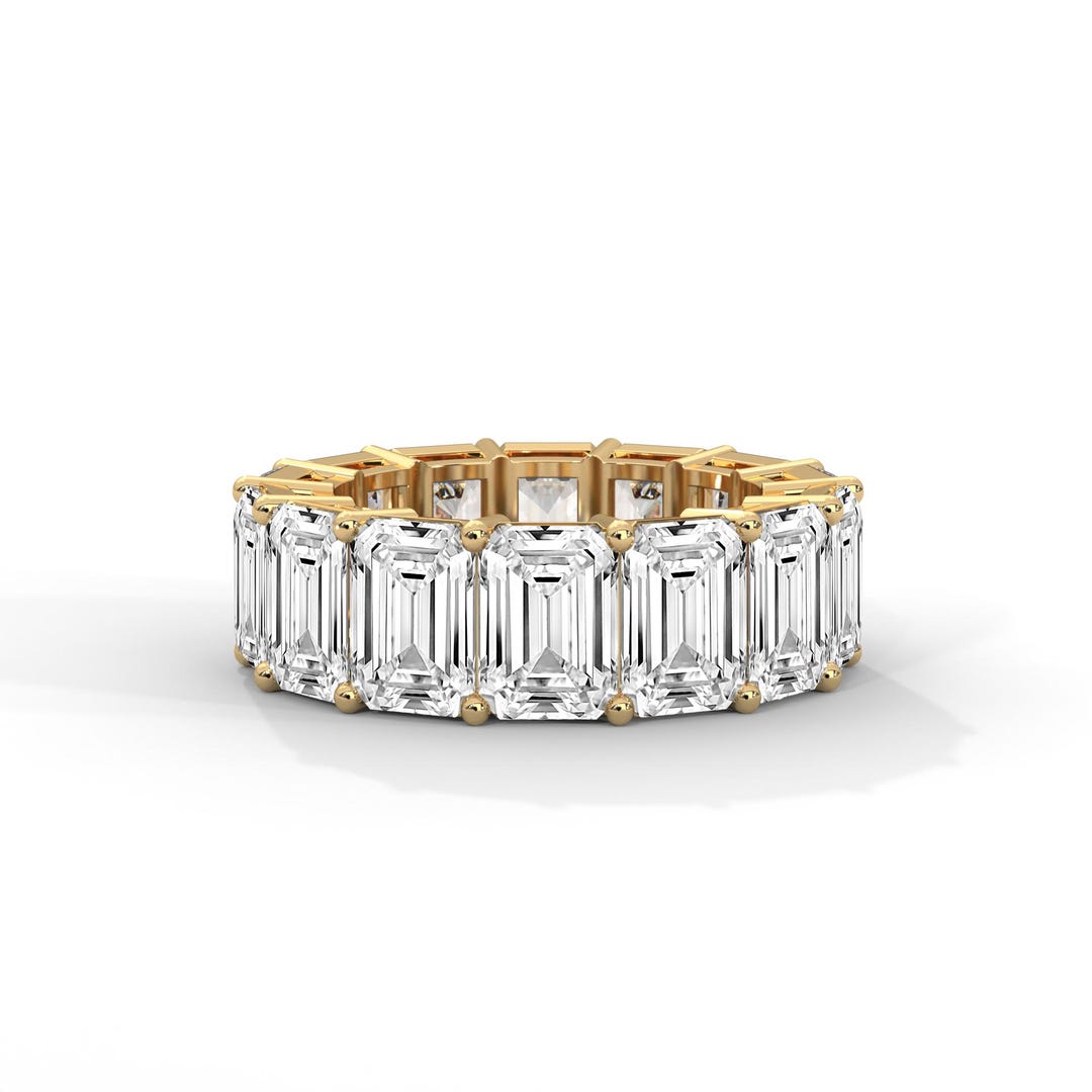 Emerald Cut Eternity Band | Gold Anniversary Ring Lab Grown Diamond - Etsy