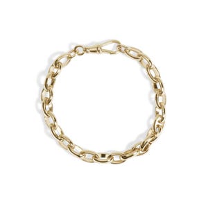 14K massivt guld oval länkkedja armband, klassiska vardagssmycken
