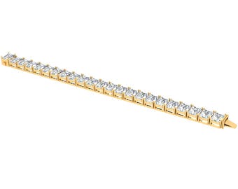 Pulseira de tênis personalizada com diamantes esmeralda moissanita de 7 mm • Joias para noivas