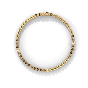 Im Labor gewachsener Diamant-Hexagon-Tennis-Armband | 14K Gold Geometrischer Minimalistischer Schmuck Bild 3