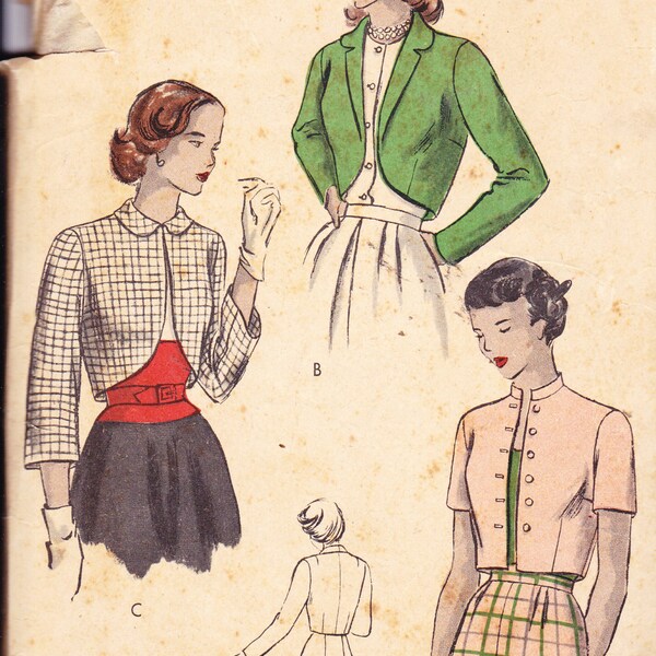Jahrgang 1940er Jahre Womens nähen Muster Junioren Bolerojacke Vogue 3198 pleite 31,5 "