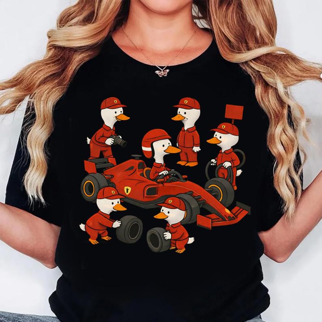 Funny Duck Pit Crew Shirt, Race Car Duck T-shirt, Cute Racing Team Tee ...