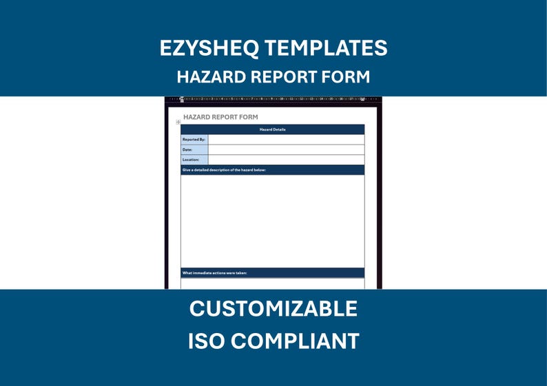 Hazard Report Form Template - Simple & Customizable | EZYSHEQ - Etsy