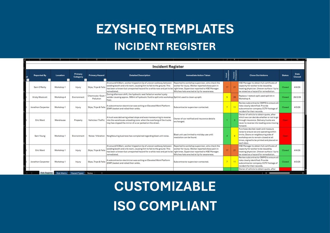 Incident Register Template - Fully Customizable & ISO Compliant ...