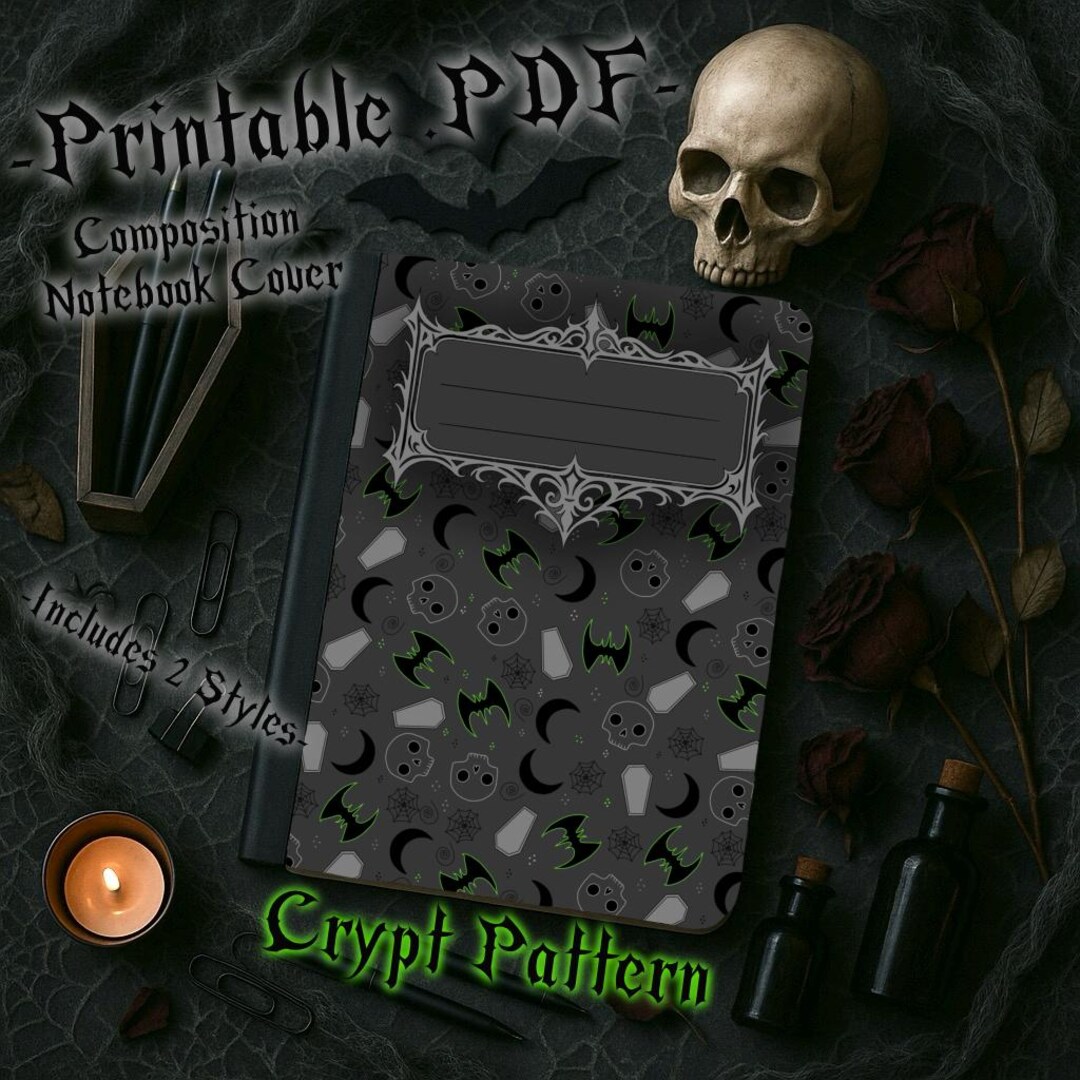 Cryptic Notebook Crypt Pattern – Gothic Printable Notebook Cover PDF - Etsy