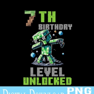 Level 7 freigeschaltet lustiges Geburtstagskind Pixel Gamer Png, 7.Geburtstagsgeschenk Design Download.