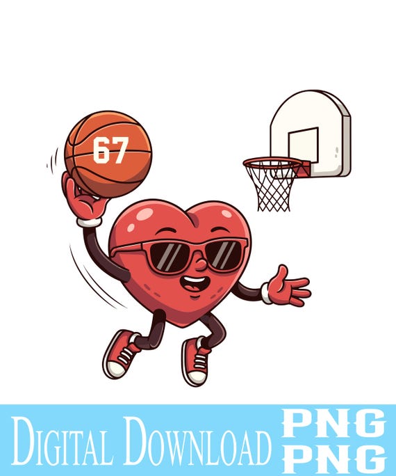 Valentine’s Day Basketball PNG, Six Seven 67 Basketball Valentine Design, Boys Valentine , Sports Valentine Kids PNG