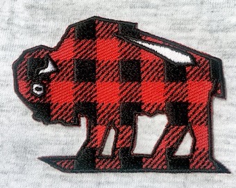 Buffalo Check Embroidered Patch -  with heat sealed backing