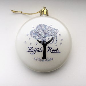 New Buffalo Roots White Holiday Ornament Winter Buffalo Tree image 1