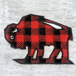 Buffalo Check Embroidered Patch -  with heat sealed backing