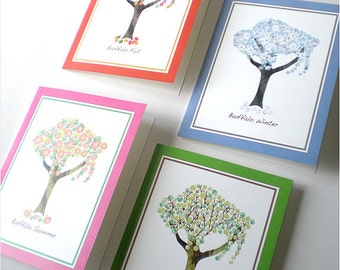 Buffalo Art Print - Four Season Buffalo Tree Notecards - set of 8