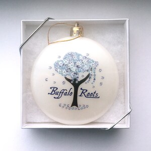 New Buffalo Roots White Holiday Ornament Winter Buffalo Tree image 5