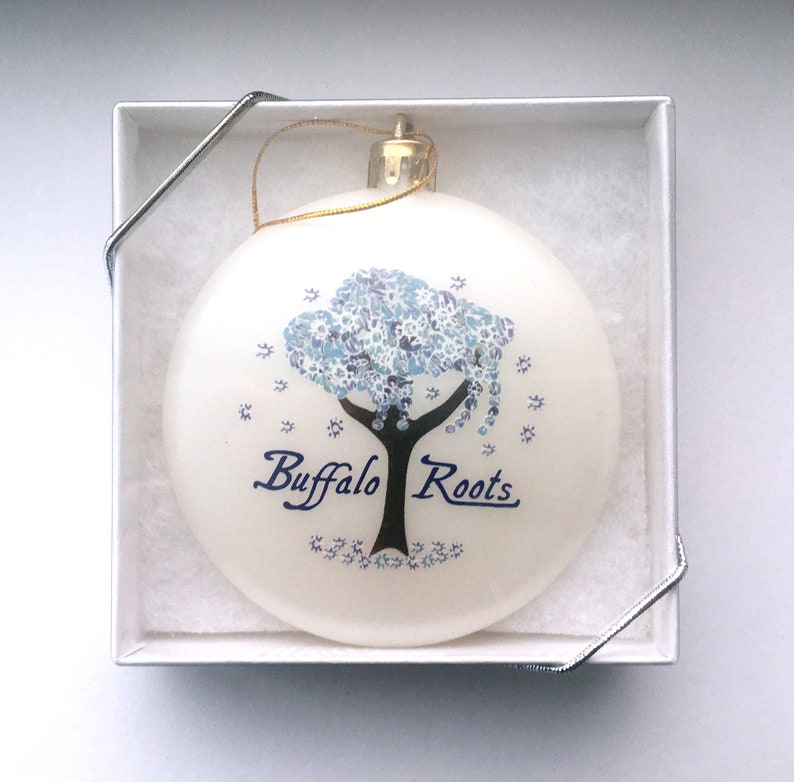 New Buffalo Roots White Holiday Ornament Winter Buffalo Tree image 5