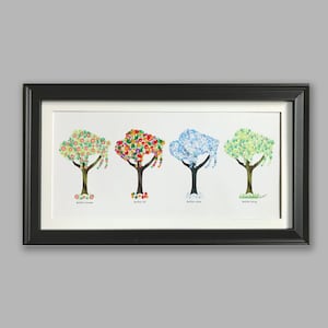 Sale Framed Buffalo Art Print Buffalo Trees Four Seasons image 1
