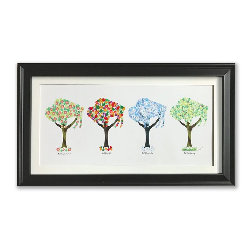 Sale Framed Buffalo Art Print Buffalo Trees Four Seasons image 2