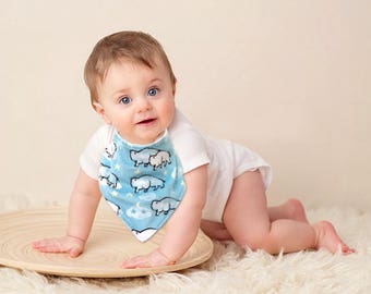 Buffalo Baby Bandana Bib - Blue Minky