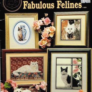 Cross Stitch Chart Book, 6 Projects, Fabulous Felines, Varied Sizes, 1993