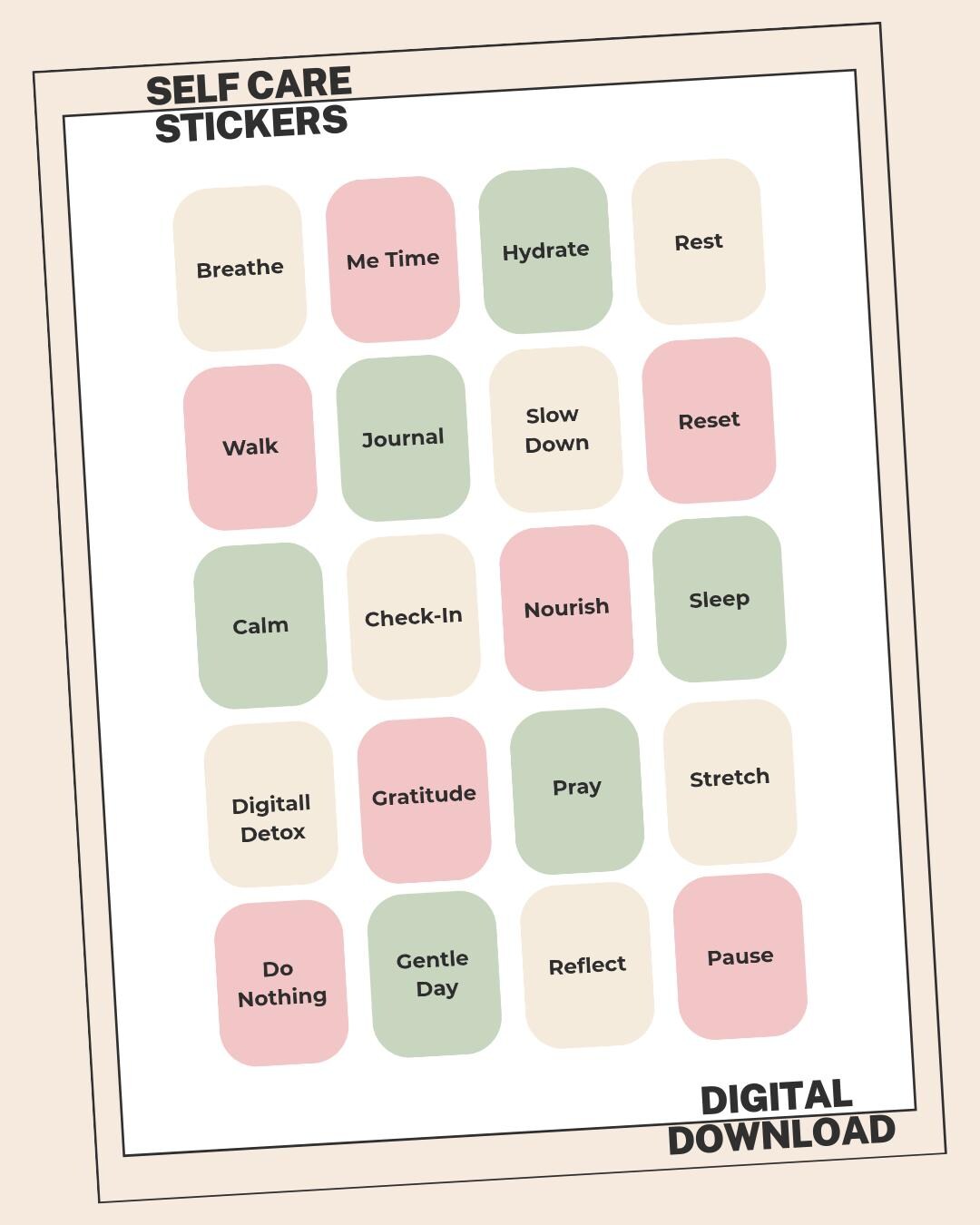 Printable Self-care A4 Sticker Sheet | Minimal Planner Stickers ...