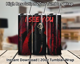 Tumbler Wrap: Horror Movie 20 oz Skinny Tumbler Sublimation Design (Digital Download)