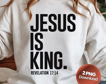 Jesus Is King PNG: Christian Bible Verse Design (Digital Download)