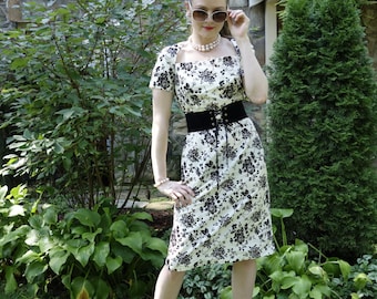 Vestido ajustado retro de los años 50, estilo tubo, estampado floral, disfraz de West Side Story, reproducción vintage de los años 50