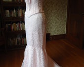 Corset bustier gown pink satin white floral vintage tulle lace long Mermaid skirt lace up back bodice Fantasy Princess Romantic Edwardian