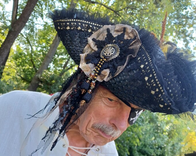 Pirate Tricon Hat with Gold Trim main image 0