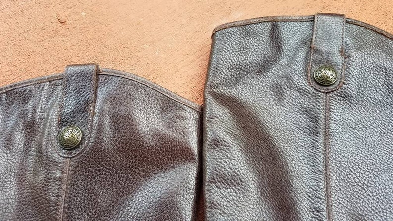 Brown leather riding equestrian boots classic knee hi boots vintage look Jedi LOTR cosplay costume stage or street size 6.5 image 8