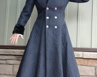 Black Victorian Greatcoat Double Breasted Fit and Flare Romantic