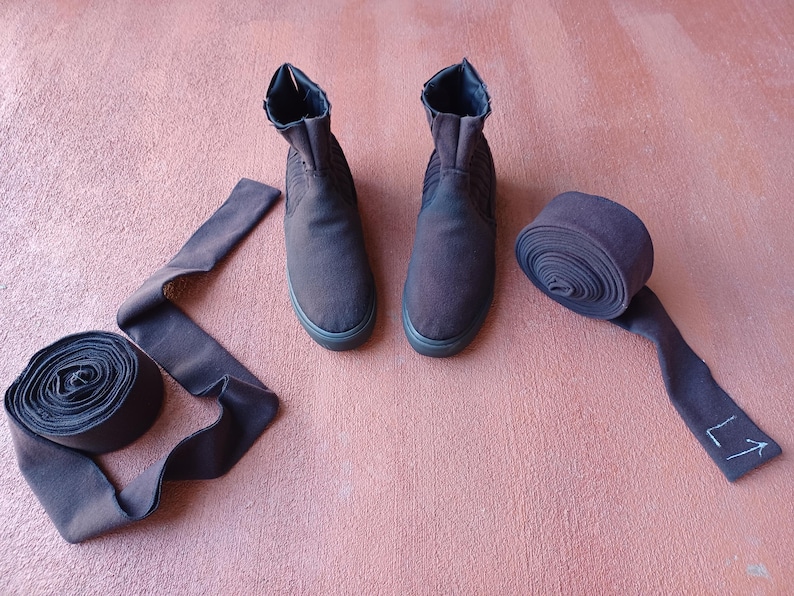 Luke Skywalker Last Jedi costume ankle boots dark brown matching leg wraps puttees Star Wars cosplay adult Custom Made to Order in your size image 8