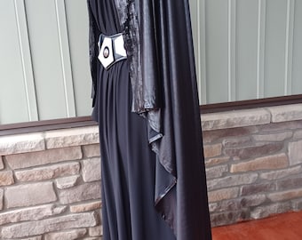 Capa negra sexy, ceñida, gótica, romántica, de bruja, fantasía, Dark Leia GOT, talla unisex
