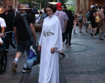 Princess Leia Organa A New Hope Senatorial dress cosplay costume white hooded long gown and utility belt adult woman CUSTOM ORDER