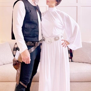 Princess Leia Organa A New Hope Senatorial dress cosplay costume galaxy war white hooded long gown and utility belt adult woman CUSTOM ORDER