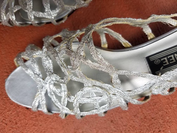 Lacy metallic silver sling back sandals louis hee… - image 5