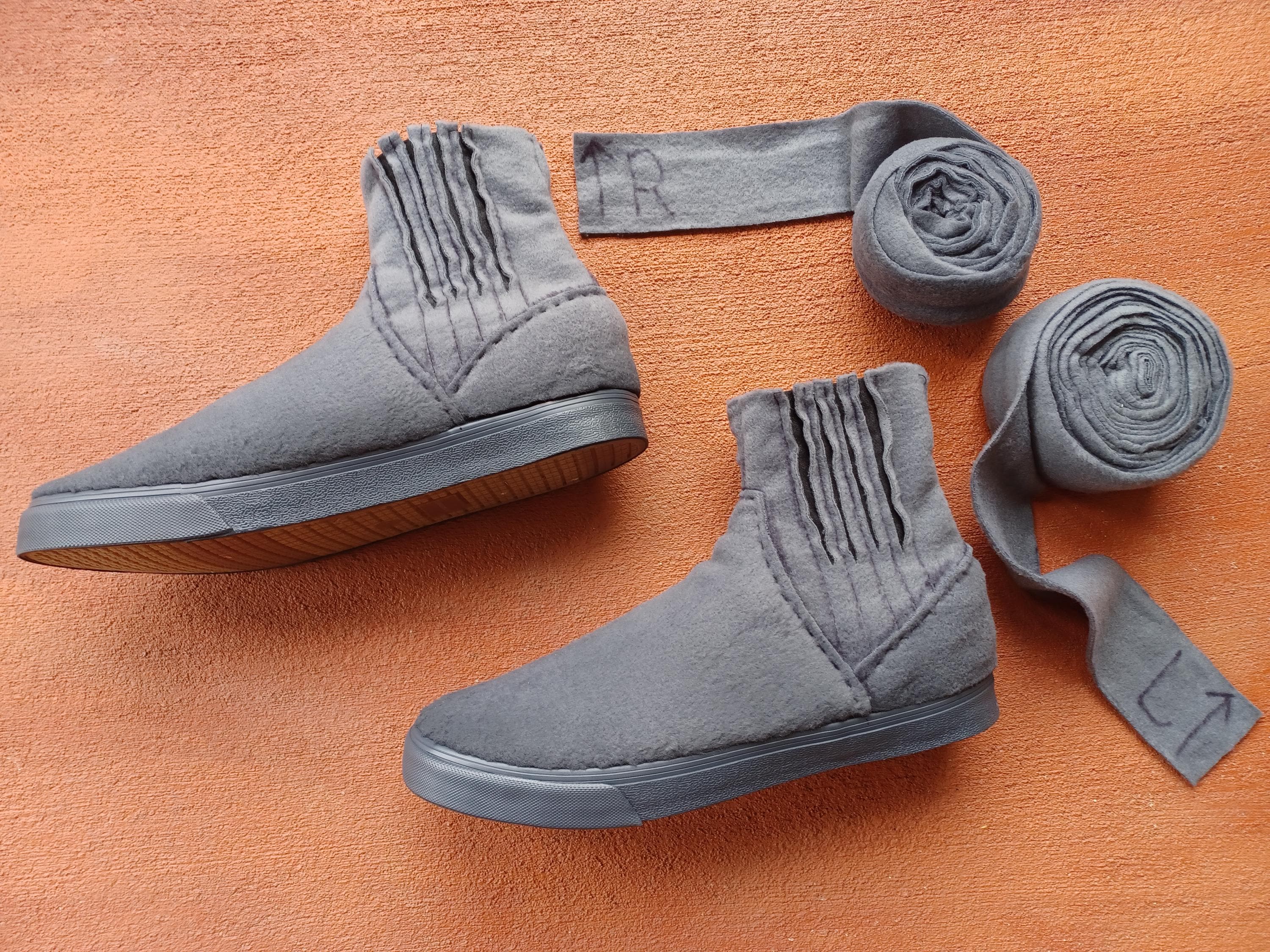 Jedi Boots and Puttees Grey Ankle Boots and Leg Wraps CUSTOM