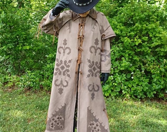 Abrigo de mujer con capa, estilo pistolero del salvaje oeste, bordado de vaquera, flecos de cuero, estilo vaquero OOAK Couture, talla M