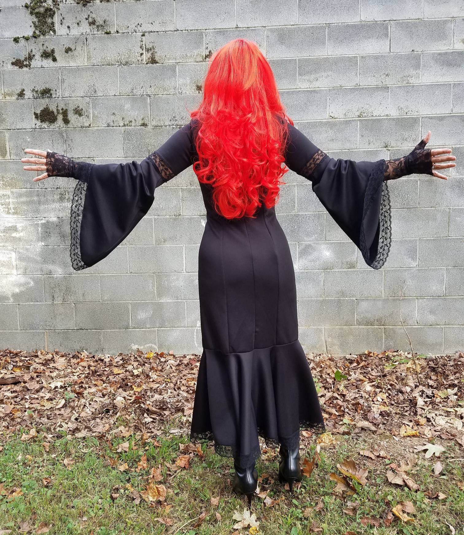 Sexy Gothic Vampire Queen Witch Costume Bodycon Black Dress Fit and Flare  Dress Black Lace Trim Mermaid Hem Party Evil Queen Size M - Etsy