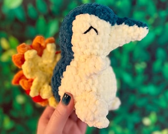 Ready to Ship - Handmade Crocheted Cyndaquil Doll Plushie